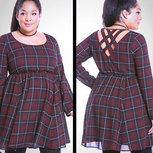 Torrid Plaid Cross Back Skater Dress